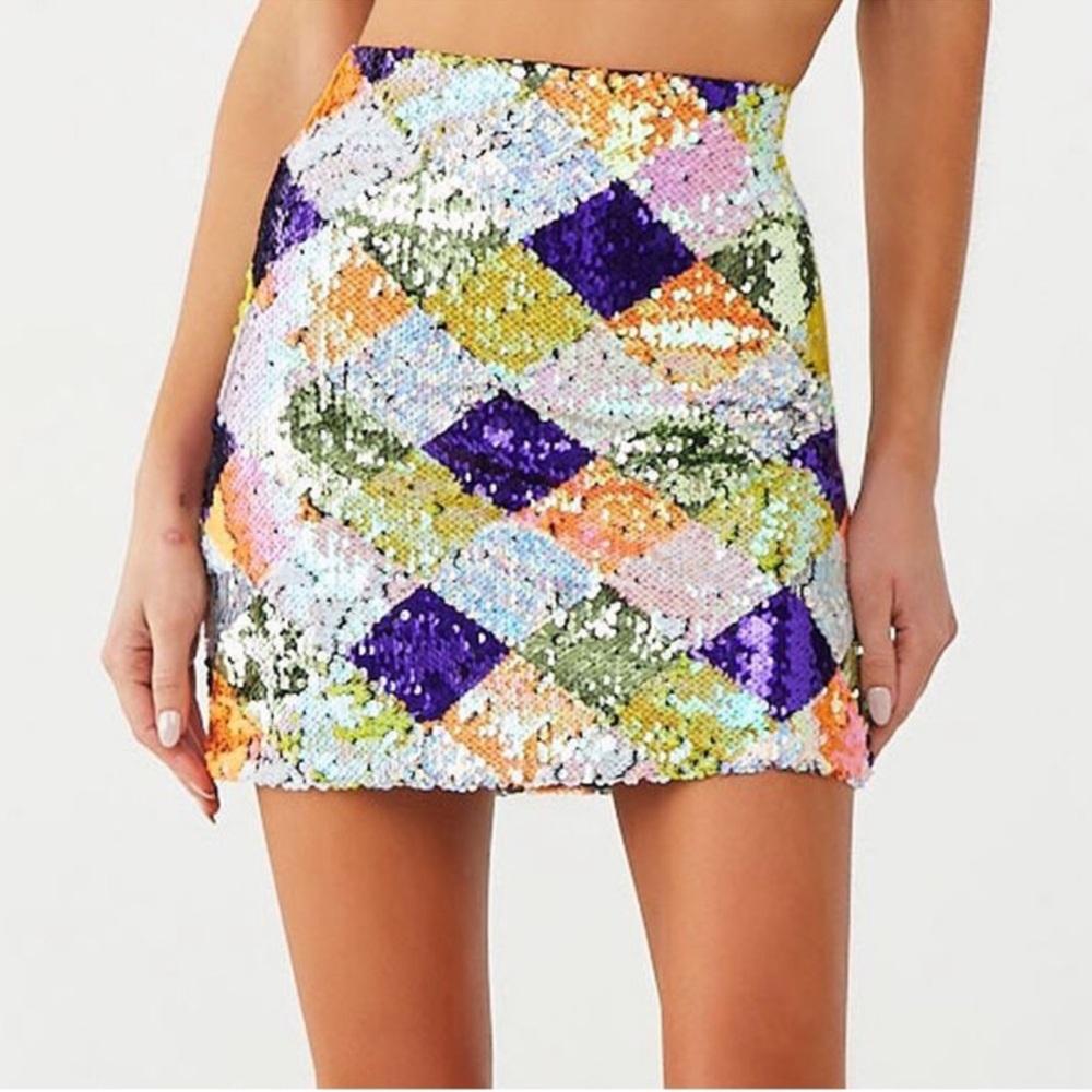 NWT Multicolor Sequin Mini Skirt - M